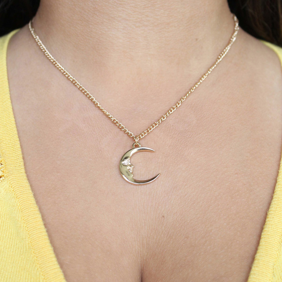 waning crescent moon necklace